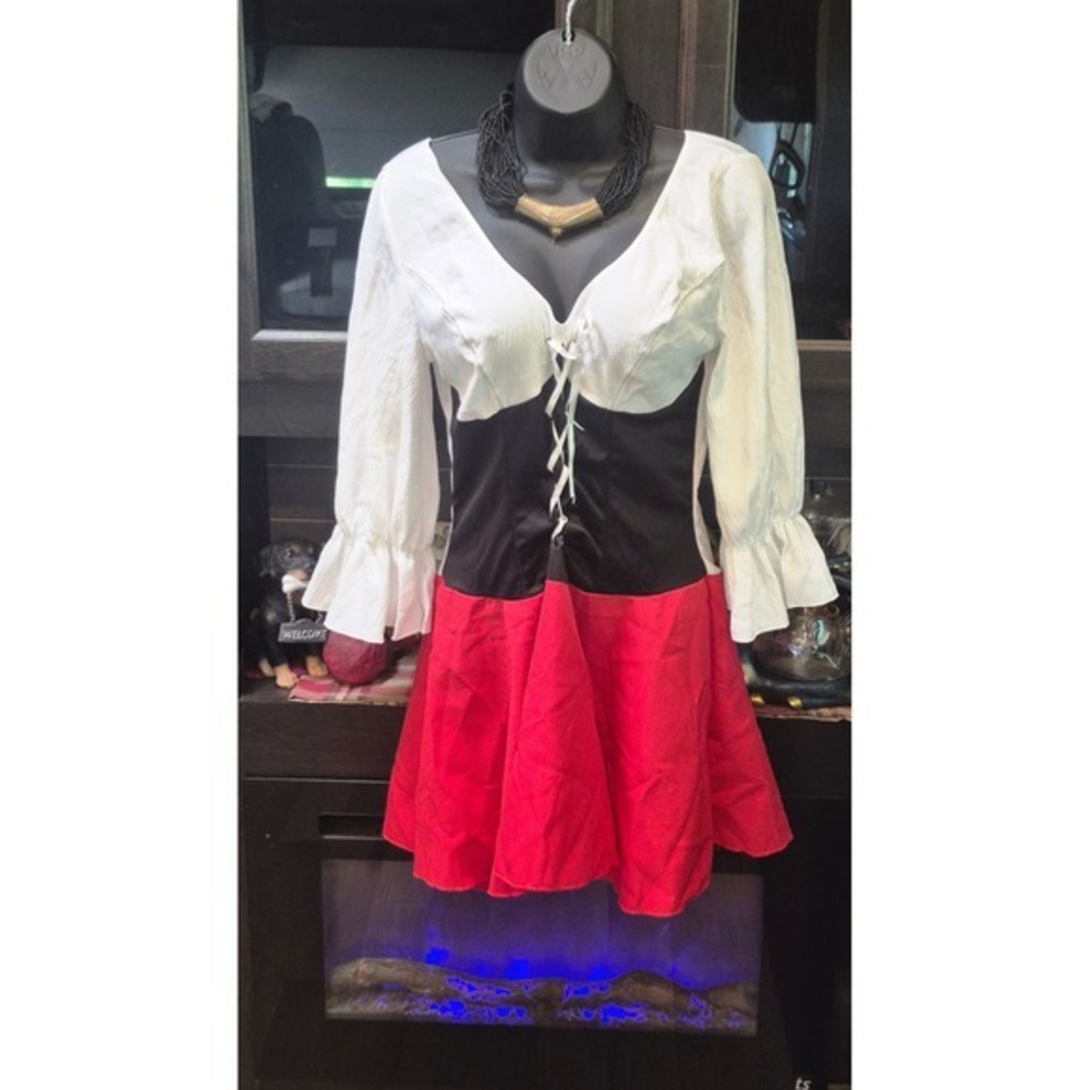 Leg Avenue Pirate Tavern Wench Dress XL Renaissance Cosplay Halloween Red White - Picture 3 of 11
